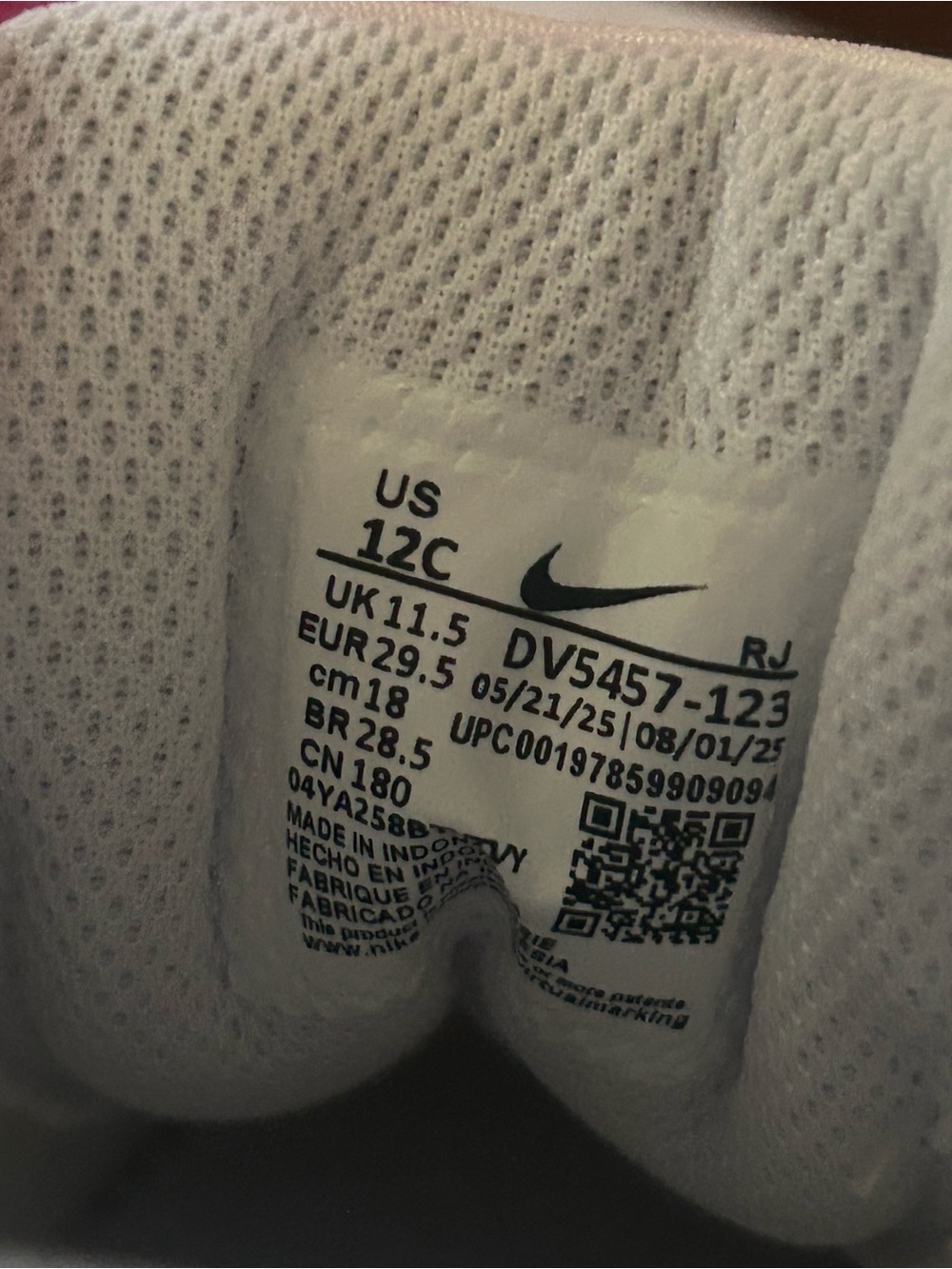 Nike Kids Sneakers White & Pink Size 12 - Picture 4 of 6